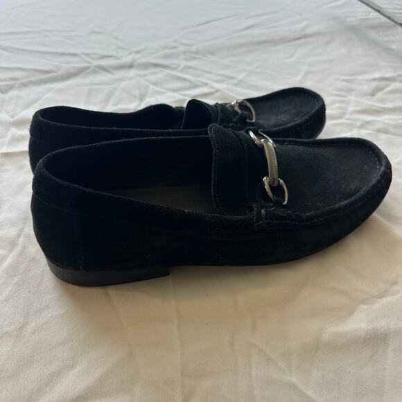 Bruno Magli Black with Silver Buckle, Real Suede Loafers- 8 main image 6